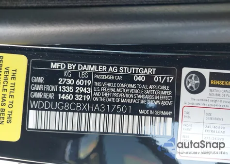 2017 Mercedes-Benz S 550 из США, поврежденный, VIN WDDUG8CBXHA317501